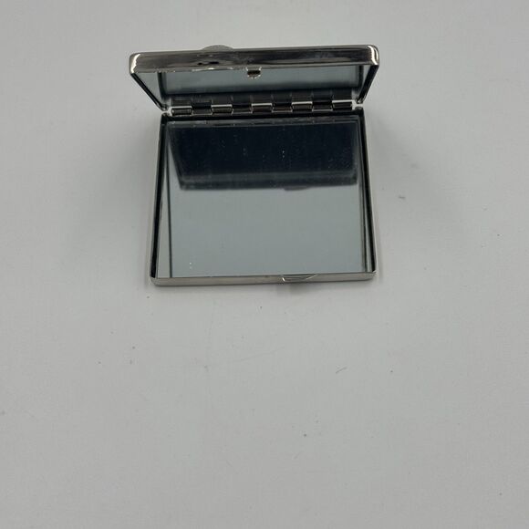 Double Mirror Compact Yellow Enamel On Silvertone Square Case Lemons Vintage - Picture 2 of 3